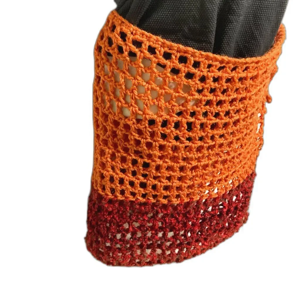 Swim Sarong Cover Up Fishnet Crochet Ombre Orange Red Black Gray 36 inch XL